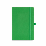 Caderno ecológico de capa dura com bolso interior e páginas pautadas A5 cor verde vista frontal 