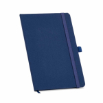 Caderno ecológico de capa dura com bolso interior e páginas pautadas A5 cor azul-marinho