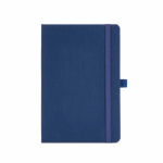Caderno ecológico de capa dura com bolso interior e páginas pautadas A5 cor azul-marinho vista frontal 