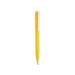 Esferográfica em plástico reciclado com design ultraleve e tinta azul cor amarelo