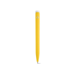 Esferográfica em plástico reciclado com design ultraleve e tinta azul cor amarelo vista traseira 