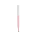 Esferográfica em plástico reciclado com design ultraleve e tinta azul cor cor-de-rosa claro vista frontal 