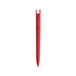 Caneta com corpo em plástico reciclado, clipe grande e tinta azul cor vermelho vista traseira 