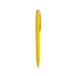 Caneta com corpo em plástico reciclado, clipe grande e tinta azul cor amarelo segunda vista