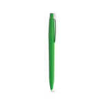 Caneta com corpo em plástico reciclado, clipe grande e tinta azul cor verde segunda vista