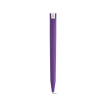 Caneta com corpo em plástico reciclado, clipe grande e tinta azul cor violeta vista traseira 