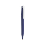 Caneta com corpo em plástico reciclado, clipe grande e tinta azul cor azul-marinho