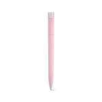 Caneta com corpo em plástico reciclado, clipe grande e tinta azul cor cor-de-rosa claro vista traseira 