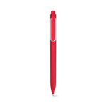 Caneta de plástico reciclado com clip reforçado e tinta azul cor vermelho vista frontal 