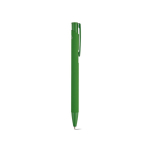 Caneta em alumínio reciclado com acabamento emborrachado e tinta azul cor verde segunda vista