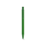 Caneta em alumínio reciclado com acabamento emborrachado e tinta azul cor verde vista frontal 