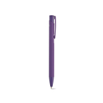 Caneta em alumínio reciclado com acabamento emborrachado e tinta azul cor violeta segunda vista