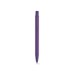 Caneta em alumínio reciclado com acabamento emborrachado e tinta azul cor violeta vista frontal 
