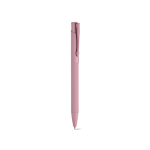 Caneta em alumínio reciclado com acabamento emborrachado e tinta azul cor cor-de-rosa claro