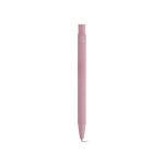 Caneta em alumínio reciclado com acabamento emborrachado e tinta azul cor cor-de-rosa claro vista traseira 