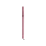 Caneta em alumínio reciclado com acabamento emborrachado e tinta azul cor cor-de-rosa claro vista frontal 