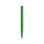 Caneta de pressão alumínio reciclado acabamento brilhante e tinta azul cor verde vista frontal 