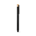 Caneta roller em alumínio reciclado e bambu com tinta azul cor preto