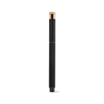 Caneta roller em alumínio reciclado e bambu com tinta azul cor preto vista frontal 