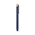 Caneta roller em alumínio reciclado e bambu com tinta azul cor azul-marinho segunda vista