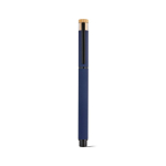 Caneta roller em alumínio reciclado e bambu com tinta azul cor azul-marinho vista frontal 