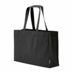 Saco de compras em algodão ecológico natural com fundo plano 280 g/m2 cor preto