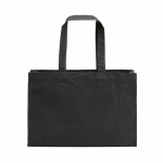 Saco de compras em algodão ecológico natural com fundo plano 280 g/m2 cor preto vista traseira 