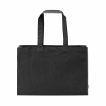 Saco de compras em algodão ecológico natural com fundo plano 280 g/m2 cor preto vista frontal 