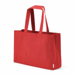 Saco de compras em algodão ecológico natural com fundo plano 280 g/m2 cor vermelho