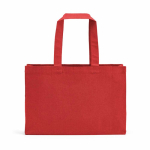 Saco de compras em algodão ecológico natural com fundo plano 280 g/m2 cor vermelho vista traseira 