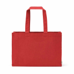 Saco de compras em algodão ecológico natural com fundo plano 280 g/m2 cor vermelho vista frontal 