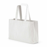 Saco de compras em algodão ecológico natural com fundo plano 280 g/m2 cor branco
