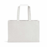 Saco de compras em algodão ecológico natural com fundo plano 280 g/m2 cor branco vista traseira 