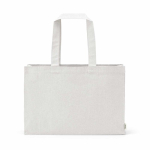 Saco de compras em algodão ecológico natural com fundo plano 280 g/m2 cor branco vista frontal 