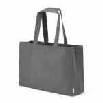 Saco de compras em algodão ecológico natural com fundo plano 280 g/m2 cor cinzento