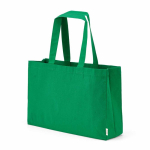 Saco de compras em algodão ecológico natural com fundo plano 280 g/m2 cor verde