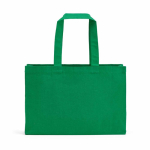 Saco de compras em algodão ecológico natural com fundo plano 280 g/m2 cor verde vista traseira 