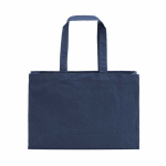 Saco de compras em algodão ecológico natural com fundo plano 280 g/m2 cor azul-marinho vista traseira 
