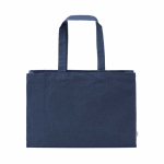 Saco de compras em algodão ecológico natural com fundo plano 280 g/m2 cor azul-marinho vista frontal 