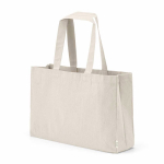 Saco de compras em algodão ecológico natural com fundo plano 280 g/m2 cor natural