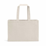 Saco de compras em algodão ecológico natural com fundo plano 280 g/m2 cor natural vista traseira 