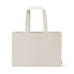 Saco de compras em algodão ecológico natural com fundo plano 280 g/m2 cor natural vista frontal 