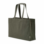 Saco de compras em algodão ecológico natural com fundo plano 280 g/m2 cor verde militar