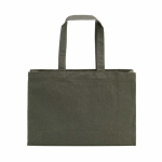 Saco de compras em algodão ecológico natural com fundo plano 280 g/m2 cor verde militar vista traseira 