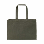 Saco de compras em algodão ecológico natural com fundo plano 280 g/m2 cor verde militar vista frontal 