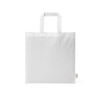 Saco em algodão reciclado natural com alças de 30 cm e 140 g/m² cor branco vista frontal 