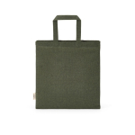 Saco em algodão reciclado natural com alças de 30 cm e 140 g/m² cor verde militar vista traseira 