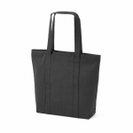 Saco de compras em algodão reciclado com fecho de correr 360 g/m² cor preto segunda vista