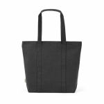 Saco de compras em algodão reciclado com fecho de correr 360 g/m² cor preto vista traseira 