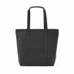 Saco de compras em algodão reciclado com fecho de correr 360 g/m² cor preto vista frontal 